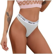 High Waisted Cotton Thongs For Women Stretch Wide Belt Thong Breathable Soft Underwear No Show Seamless Panties